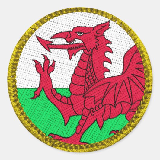 Wales Round Patch Gold Runder Aufkleber (Vorderseite)