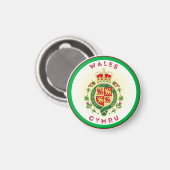 Wales Royal Abzeichen Circle Shape Magnet (Vorderseite/Rückseite)