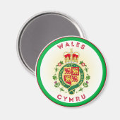 Wales Royal Abzeichen Circle Shape Magnet (Vorderseite/Rückseite)