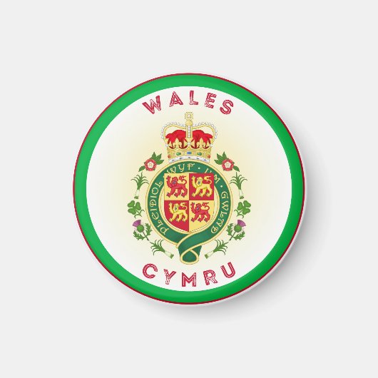 Wales Royal Abzeichen Circle Shape Magnet (Vorne)