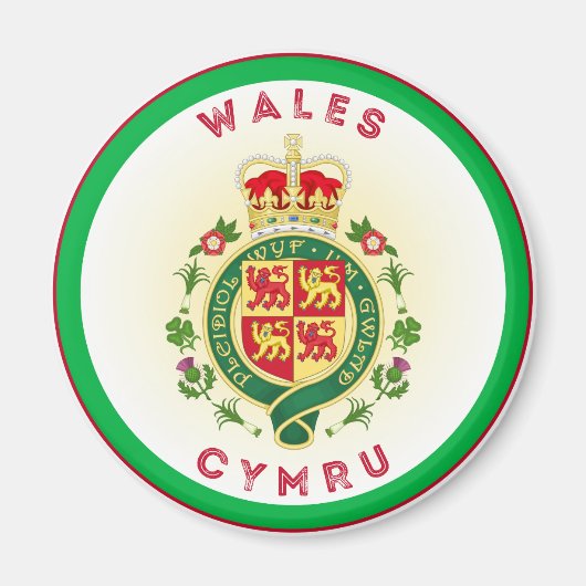 Wales Royal Abzeichen Circle Shape Magnet (Vorne)