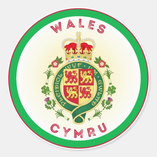 Wales Royal Abzeichen Circle Shape Runder Aufkleber (Vorderseite)