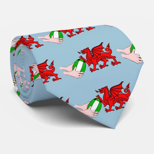 Wales Rugby Team Dragon mit Rugby Ball Krawatte (Gerollt)