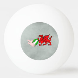 Wales Rugby Team Dragon mit Rugby Ball Tischtennisball