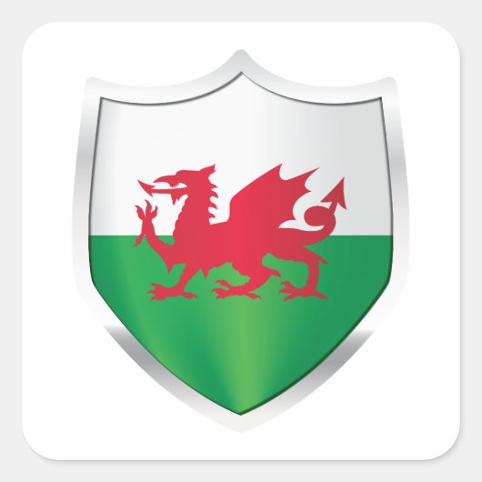 Wales Silver Shield Flag Quadratischer Aufkleber (Vorderseite)