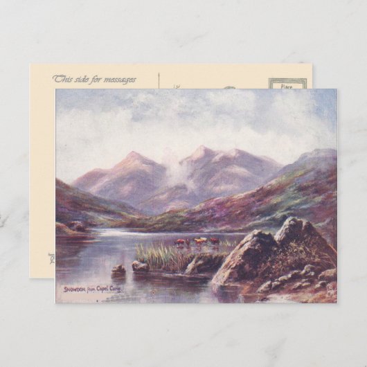 Wales, Snowdon aus Capel Cyrig Postkarte (Vorne/Hinten)
