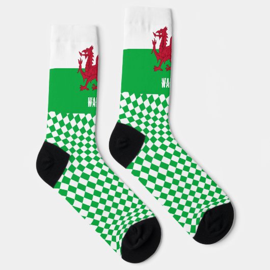 Wales Socken, Walisische Flagge, Cymru Mode / spor Socken (Rechts)