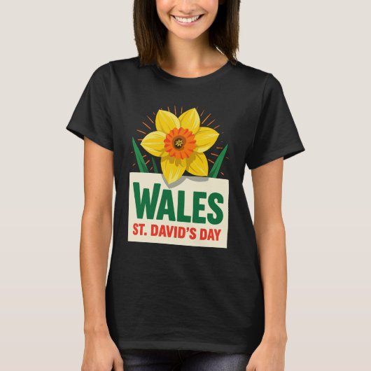 Wales St Davids Day Daffodil Design T-Shirt (Vorderseite)