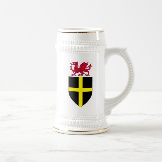 Wales Stein - Drache über St- Davidschild Bierglas (Rechts)