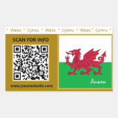 Wales Stickers, moderner QR Code, walisische Flagg Rechteckiger Aufkleber (Vorderseite)