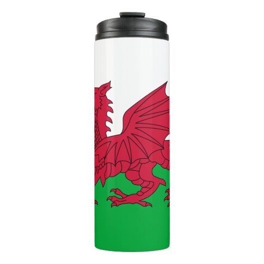 Wales Travel Mug, Cymru Dragon, walisische Flagge Thermosbecher (Vorderseite)