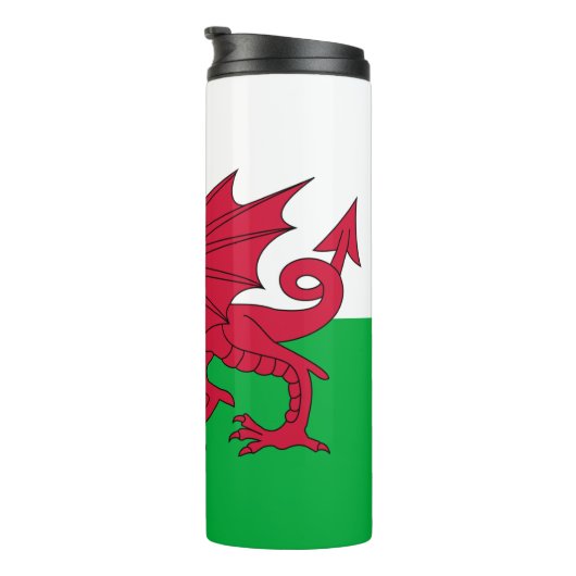 Wales Travel Mug, Cymru Dragon, walisische Flagge Thermosbecher (Nach rechts gedreht)