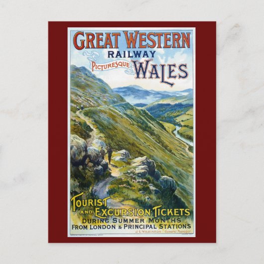 Wales UK, Railroad, Werbung Postkarte (Vorderseite)