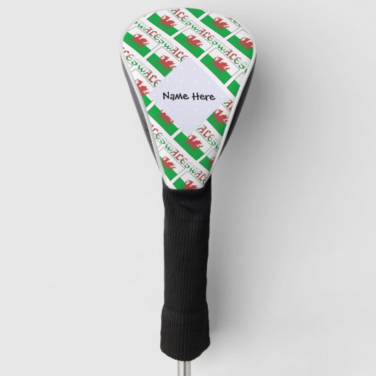 Wales und Walisische Flagge Personalisiert geteert Golf Headcover (Vorderseite)