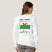 Wales und Walisische Flagge Personalisierte Frauen T-Shirt (Schwarz voll)
