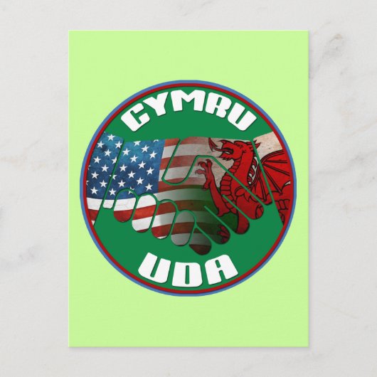 Wales USA Freundschaft (walisischer Text) Postkarte (Vorderseite)