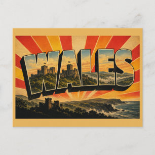 Wales Vereinigtes Königreich Vintage Reise Kunst Postkarte