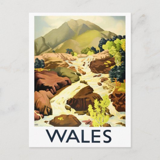 Wales Vintage Reise Postkarte (Vorderseite)