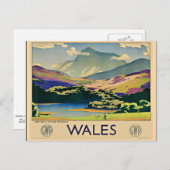 Wales, Vintage Reiseplakat Postkarte (Vorne/Hinten)