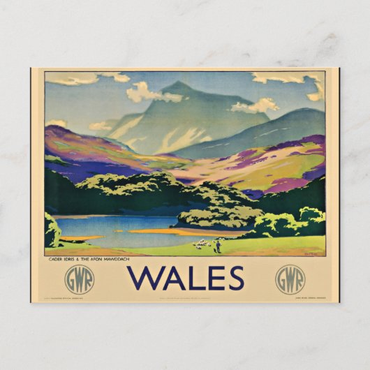 Wales, Vintage Reiseplakat Postkarte (Vorderseite)