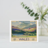Wales Vintage Travel Poster Postkarte (Stehend Vorderseite)