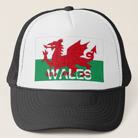 Wales Waliser cymru Flaggen-Andenkenhut Truckerkappe (Vorderseite)