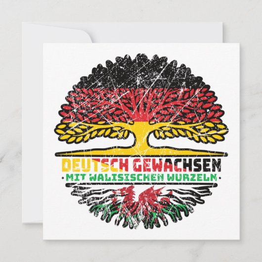 Wales Walisisch Deutsch Deutschland Baum Wurzel Karte (Vorderseite)