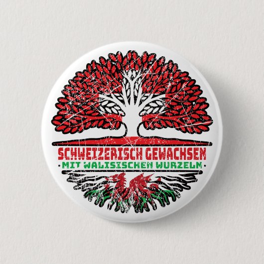 Wales Walisisch Schweizer Schweiz Baum Wurzel Flag Button (Vorderseite)