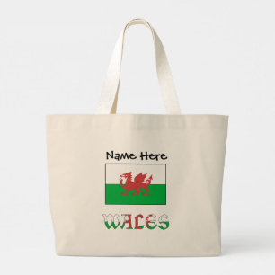 Wales Walisische Flagge Personalisierter Name Jumbo Stoffbeutel