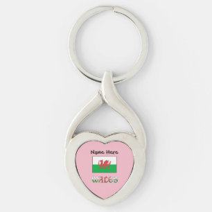 Wales Walisische Flagge Personalisierter Name Schlüsselanhänger