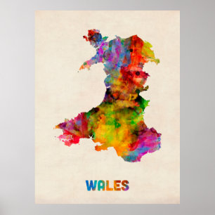 Wales Watercolor Karte Poster