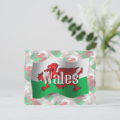 Wales Wave Flag Postkarte (Stehend Vorderseite)