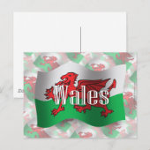 Wales Wave Flag Postkarte (Vorne/Hinten)
