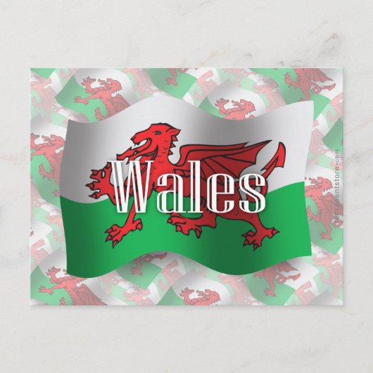 Wales Wave Flag Postkarte (Vorderseite)