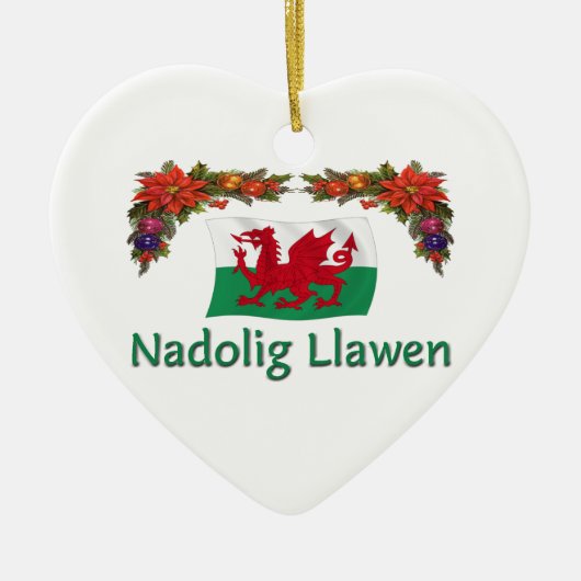 \ Wales-Weihnachten Keramikornament (Vorne)