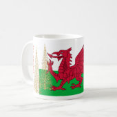 Wales Welch Flag Gold Weihnachtsbaumen Tasse (Vorderseite Links)