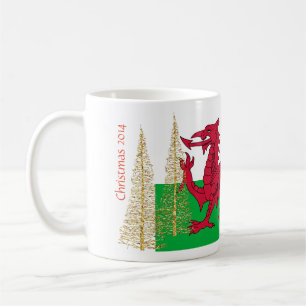 Wales Welch Flag Gold Weihnachtsbaumen Tasse