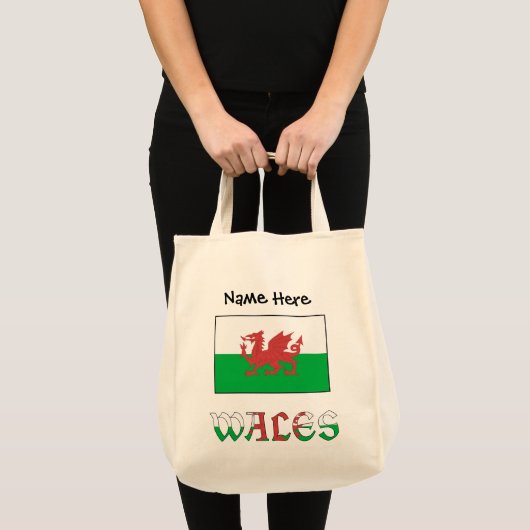 Wales Welsh Flag Black Personalization Tragetasche (Vorderseite (Produkt))
