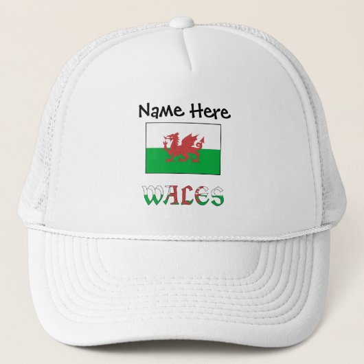 Wales Welsh Flag Black Personalization Truckerkappe (Vorderseite)