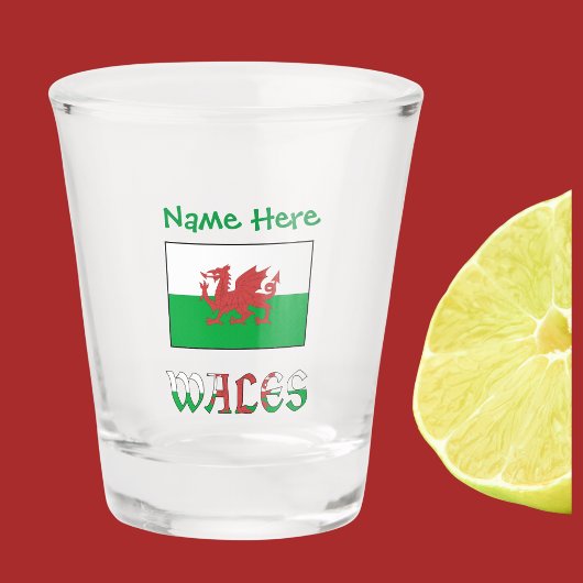 Wales Welsh Flag Green Personalisierung Schnapsglas