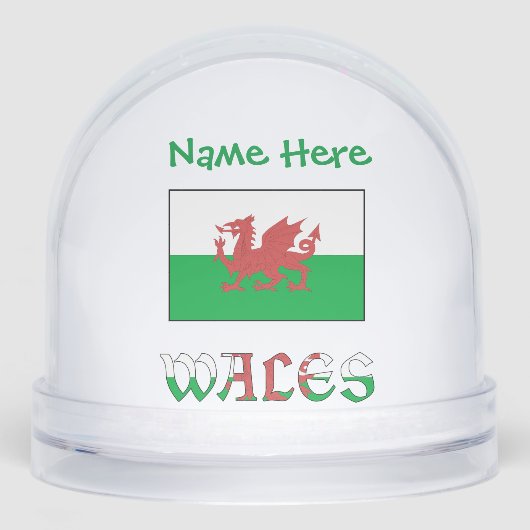 Wales Welsh Flag Green Personalisierung Schneekugeln (Vorderseite)