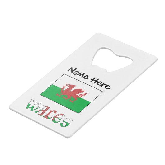 Wales Welsh Flag Personalisiert Geldbeutel Flaschenöffner (Vorderseite Schrägansicht)