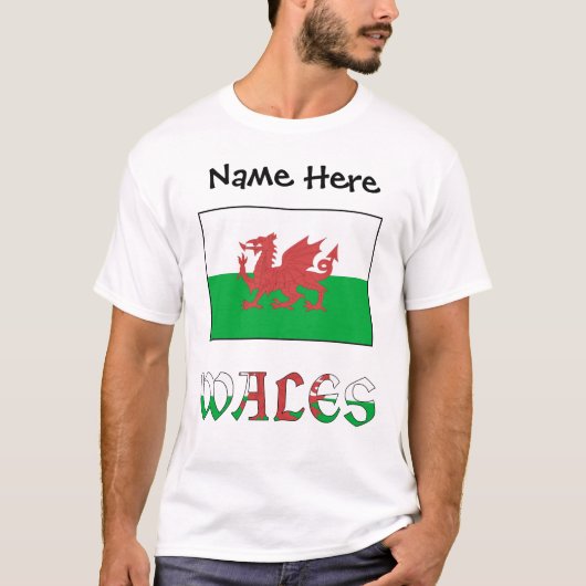 Wales Welsh Flag Personalisiert T-Shirt (Vorderseite)