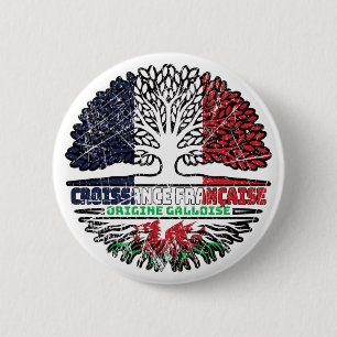 Wales Welsh France Tree Roots Flag Button