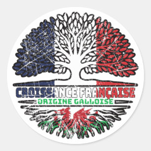 Wales Welsh France Tree Roots Flag Runder Aufkleber