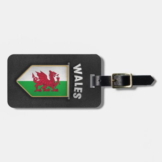 Wales-Wimpel mit Qualitätslederblick Gepäckanhänger (Vorderseite horizontal)