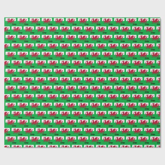 Wales Wrapping Paper, Welsh Flag patriotic Geschenkpapier (Flach)