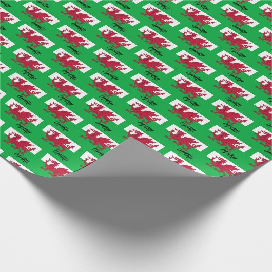 Wales Wrapping Paper, Welsh Flag patriotic Geschenkpapier (Ecke)