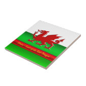 Wales - Zuhause des Roten Drachen, metallischer Ef Fliese (Seite)