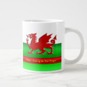Wales - Zuhause des Roten Drachen, metallischer Ef Jumbo-Tasse (Rechts)